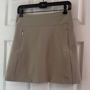 Women’s Cutter & Buck Golf Skort with Zip Pockets, Beige, Tan, Small, UPF 50